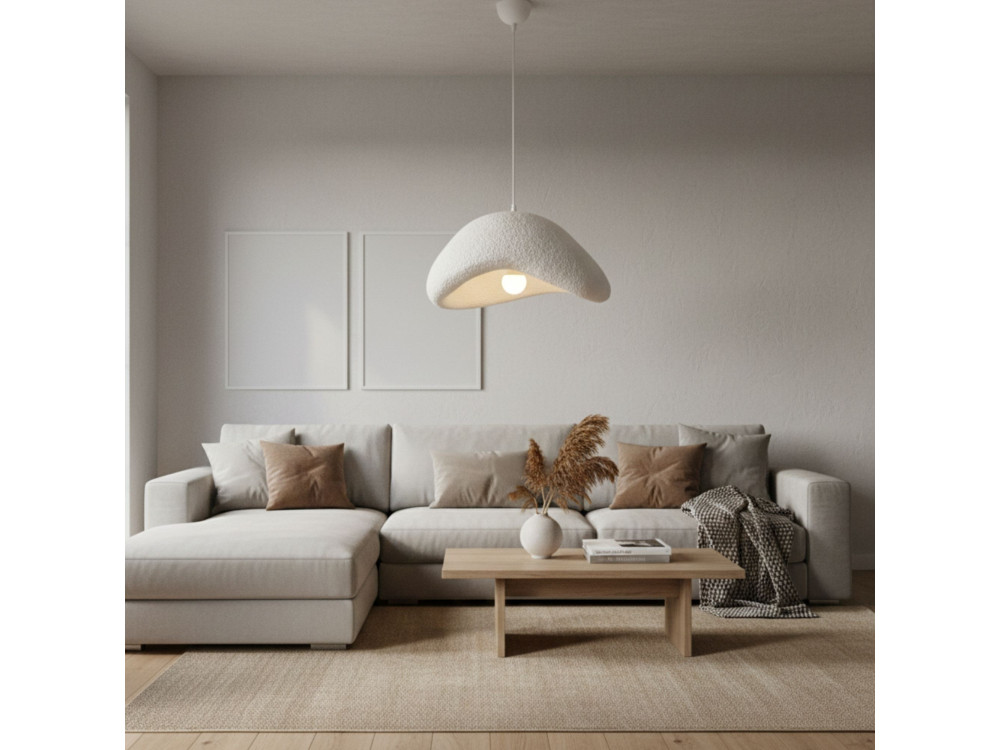 "Luna" Metal Pendant Light - 42 x 37 x 120 cm - White