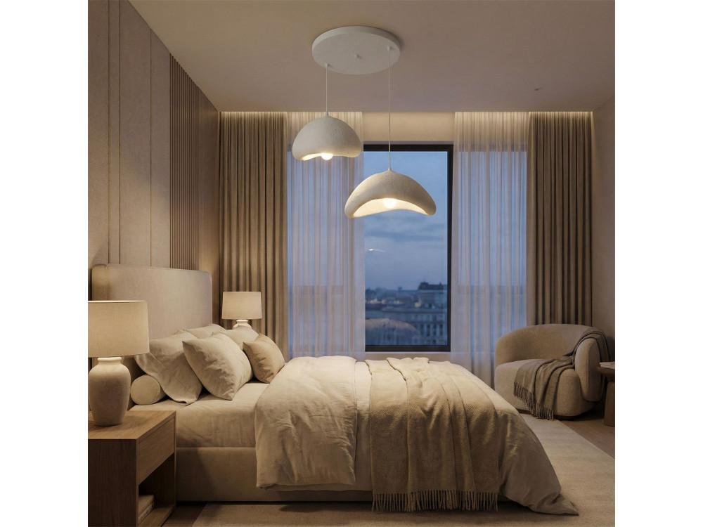 "Luna" Metal Chandelier - 70 x 30 x 115 cm - White