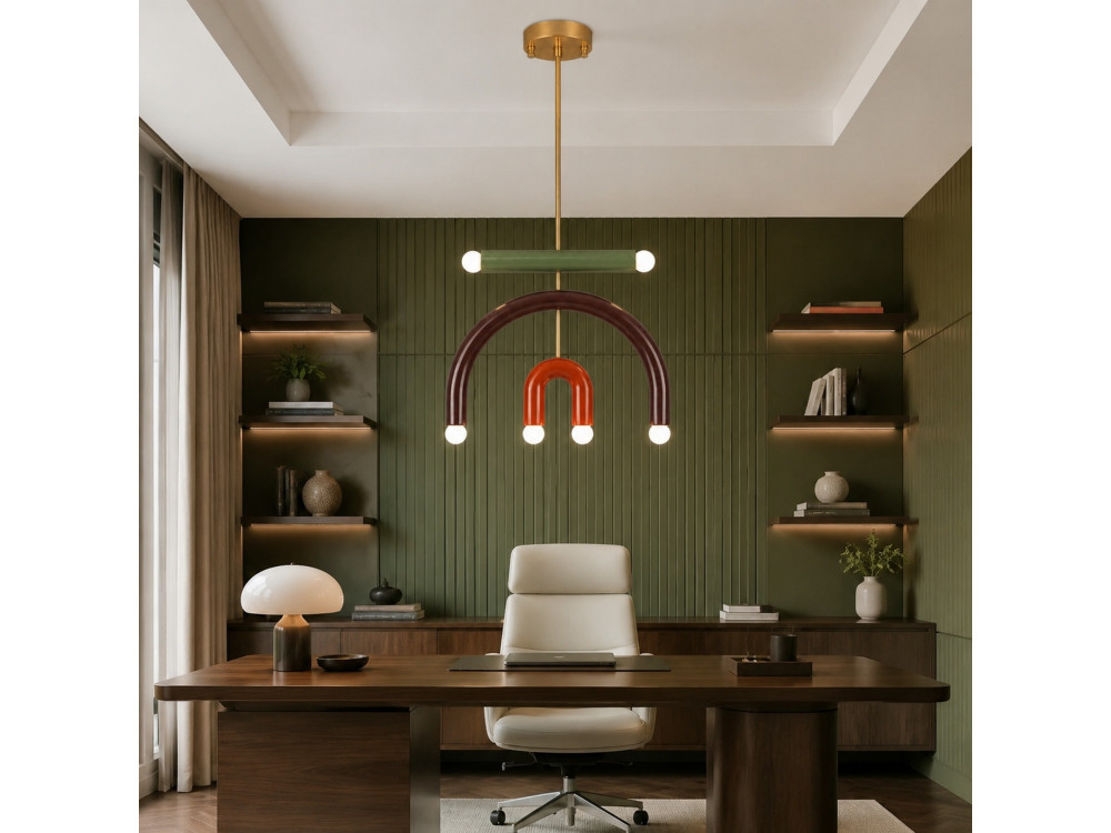 "Vento" Metal Chandelier - 50 x 10 cm - Brown