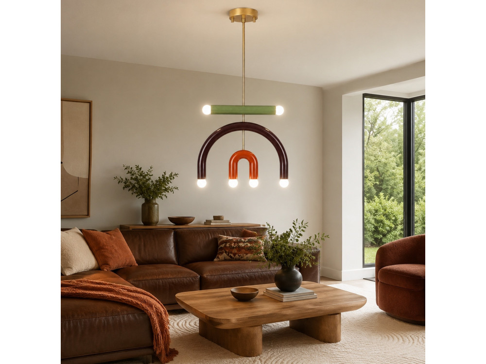 "Vento" Metal Chandelier - 50 x 10 cm - Brown