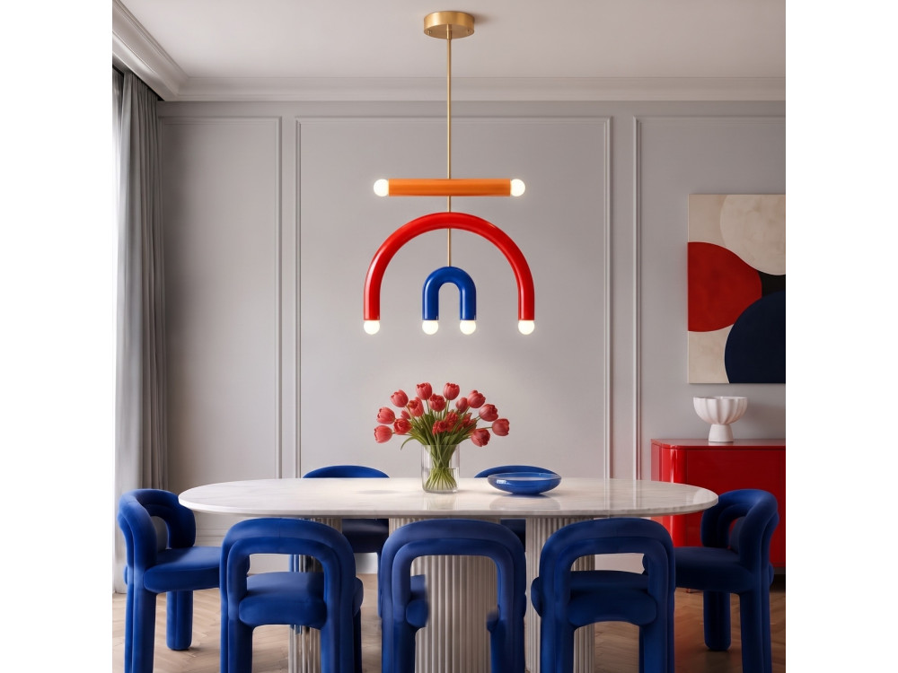 "Vento" Metal Chandelier - 50 x 10 cm - Red
