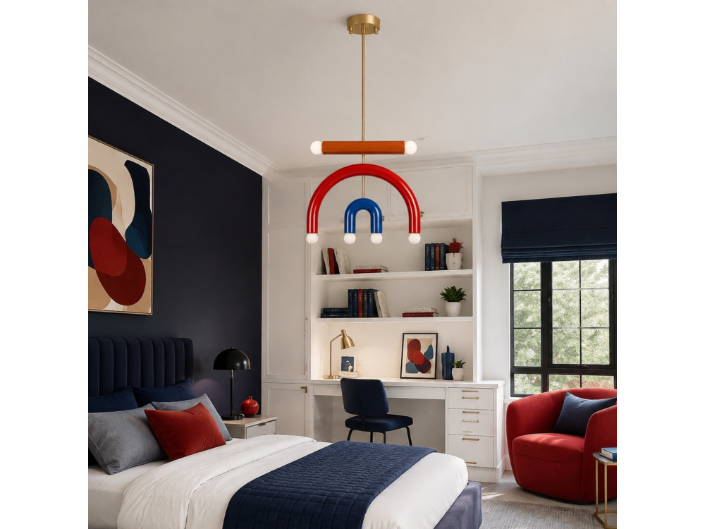 "Vento" Metal Chandelier - 50 x 10 cm - Red