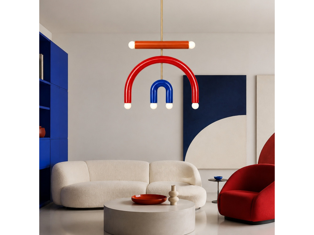 "Vento" Metal Chandelier - 50 x 10 cm - Red