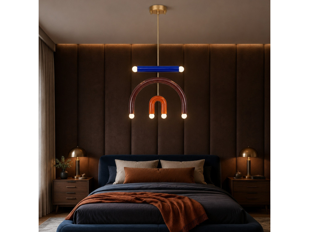 "Vento" Metal Chandelier - 50 x 10 cm - Brown