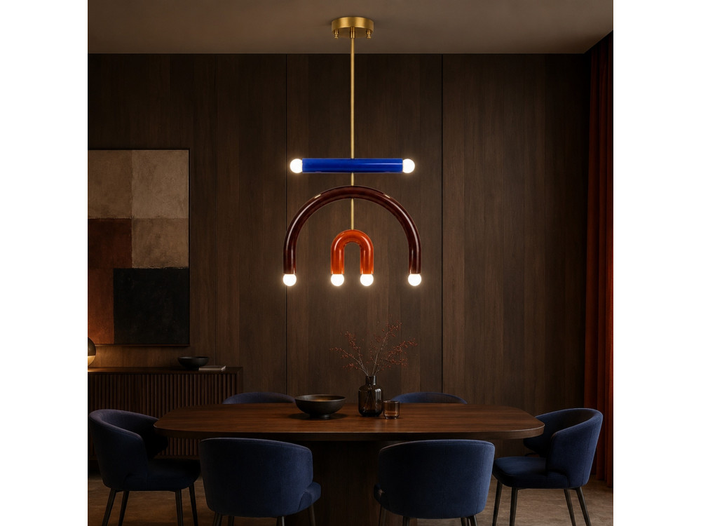 "Vento" Metal Chandelier - 50 x 10 cm - Brown