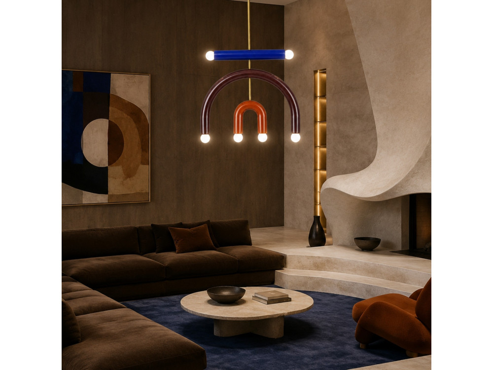 "Vento" Metal Chandelier - 50 x 10 cm - Brown
