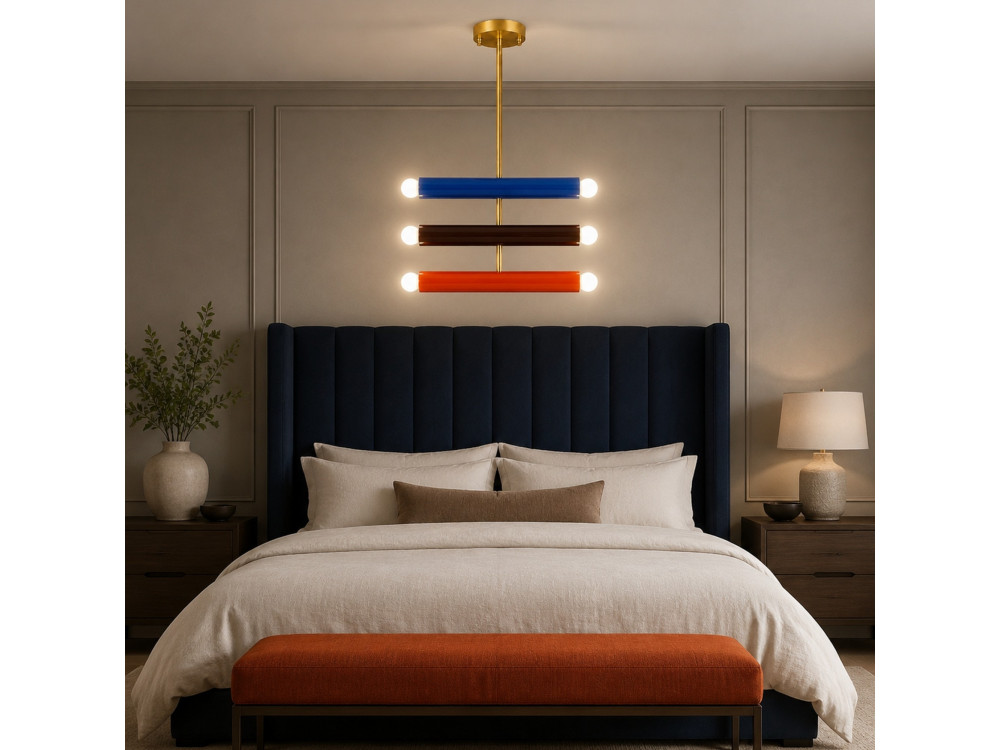 "Vento" Metal Chandelier - 35 x 10 cm - Blue