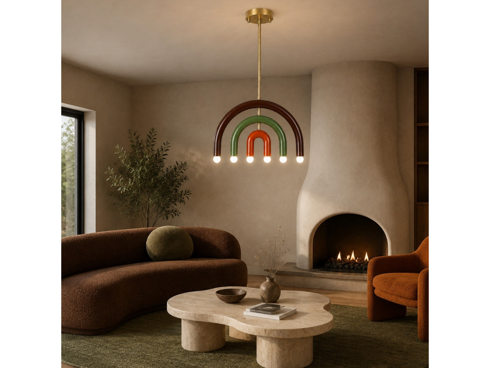 "Vento" Metal Chandelier - 50 x 10 cm - Brown