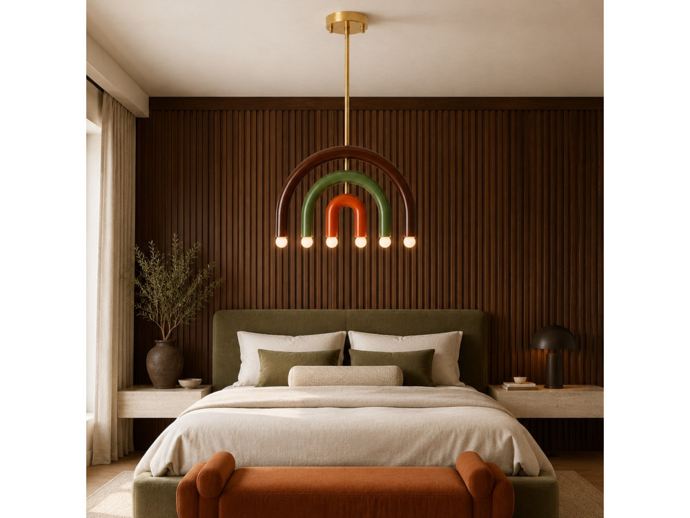 "Vento" Metal Chandelier - 50 x 10 cm - Brown