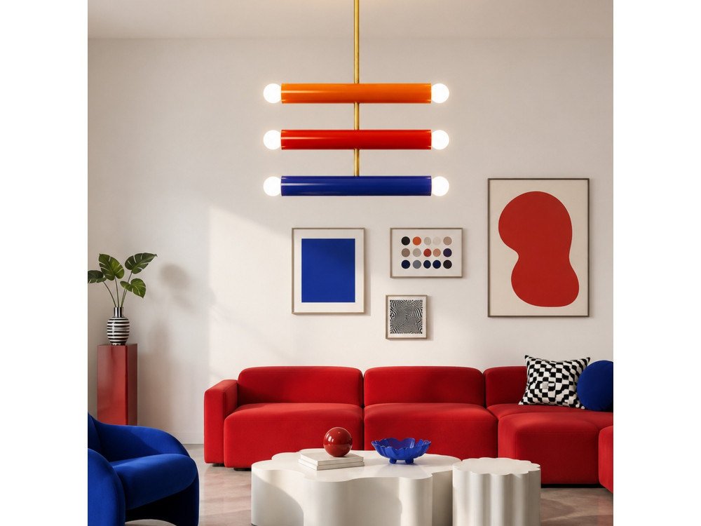 "Vento" Metal Chandelier - 35 x 10 cm - Orange
