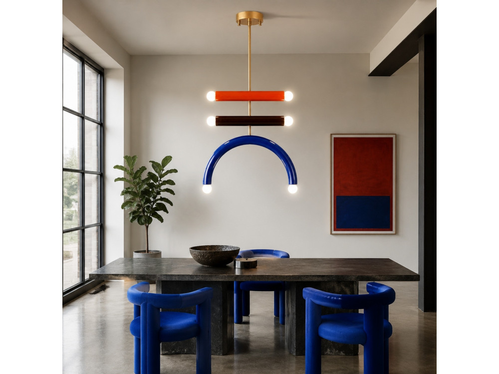 "Vento" Metal Chandelier - 50 x 10 cm - Blue