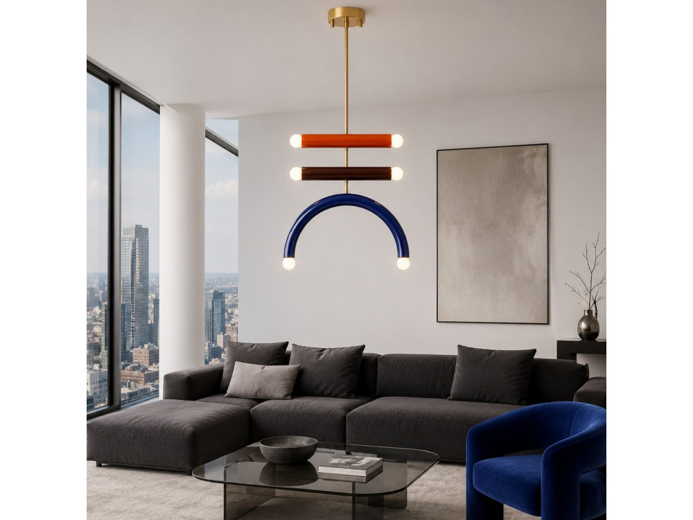 "Vento" Metal Chandelier - 50 x 10 cm - Blue
