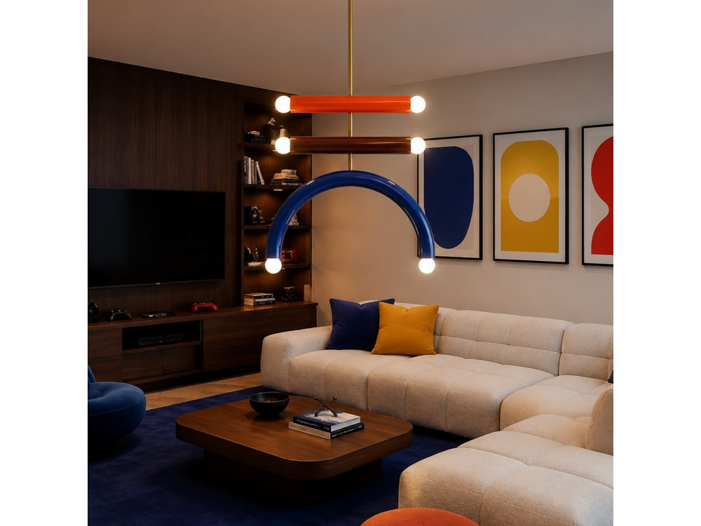 "Vento" Metal Chandelier - 50 x 10 cm - Blue