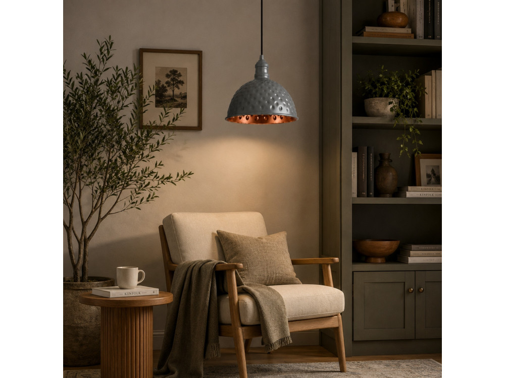 "Echo" Metal Pendant Light - 26 x 26 cm - Gray
