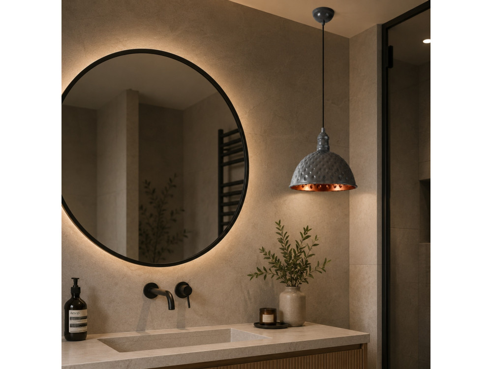 "Echo" Metal Pendant Light - 26 x 26 cm - Gray
