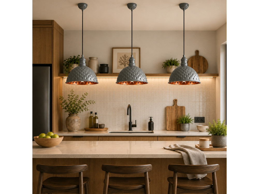 "Echo" Metal Pendant Light - 26 x 26 cm - Gray