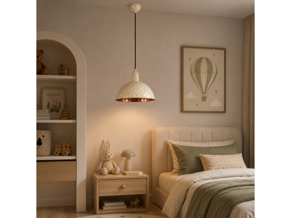 "Echo" Metal Pendant Light - 26 x 26 cm - Beige