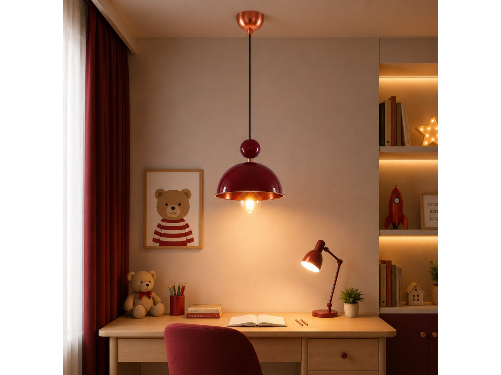 "Bubble" Metal Pendant Light - 21 x 21 cm - Bordeaux