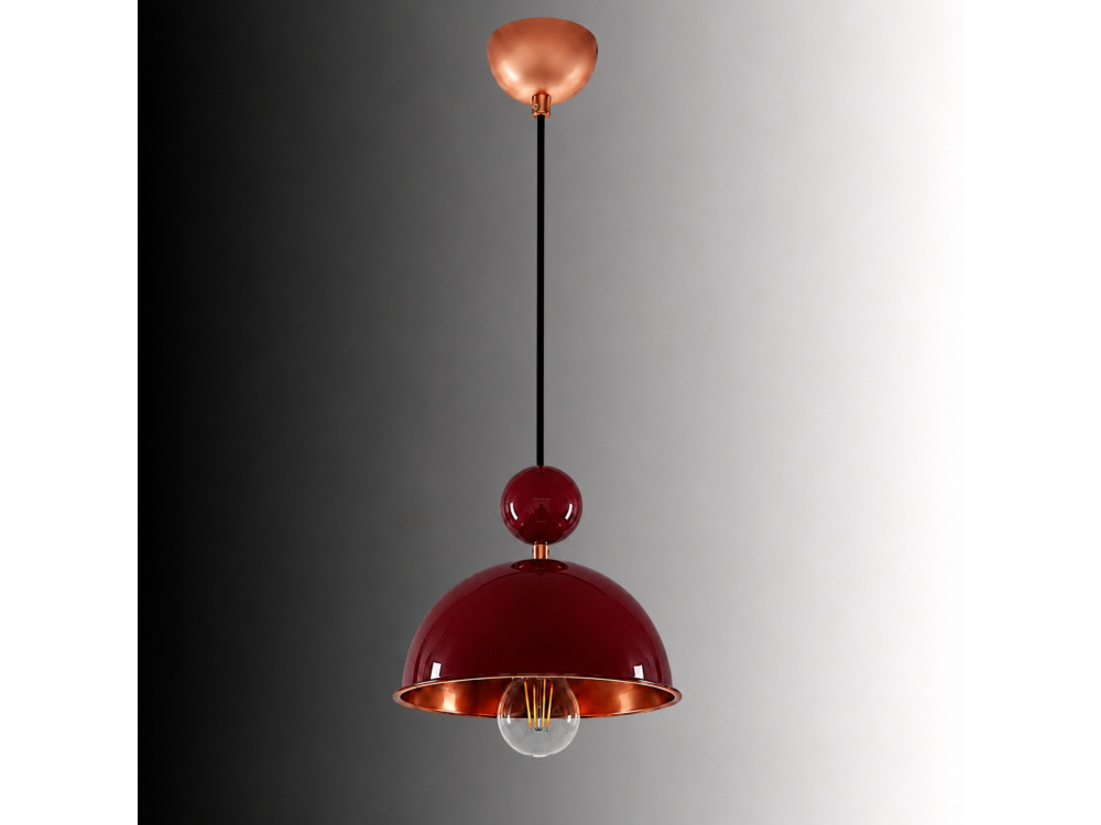 "Bubble" Metal Pendant Light - 21 x 21 cm - Bordeaux