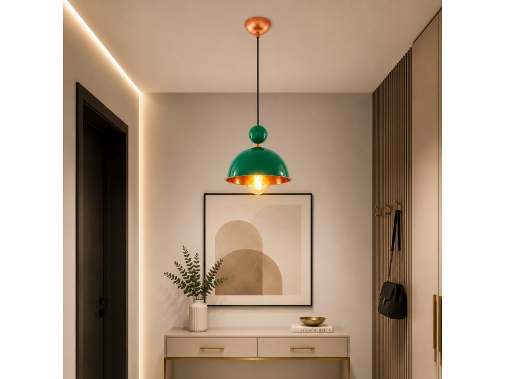 "Bubble" Metal Pendant Light - 21 x 21 cm - Light Green