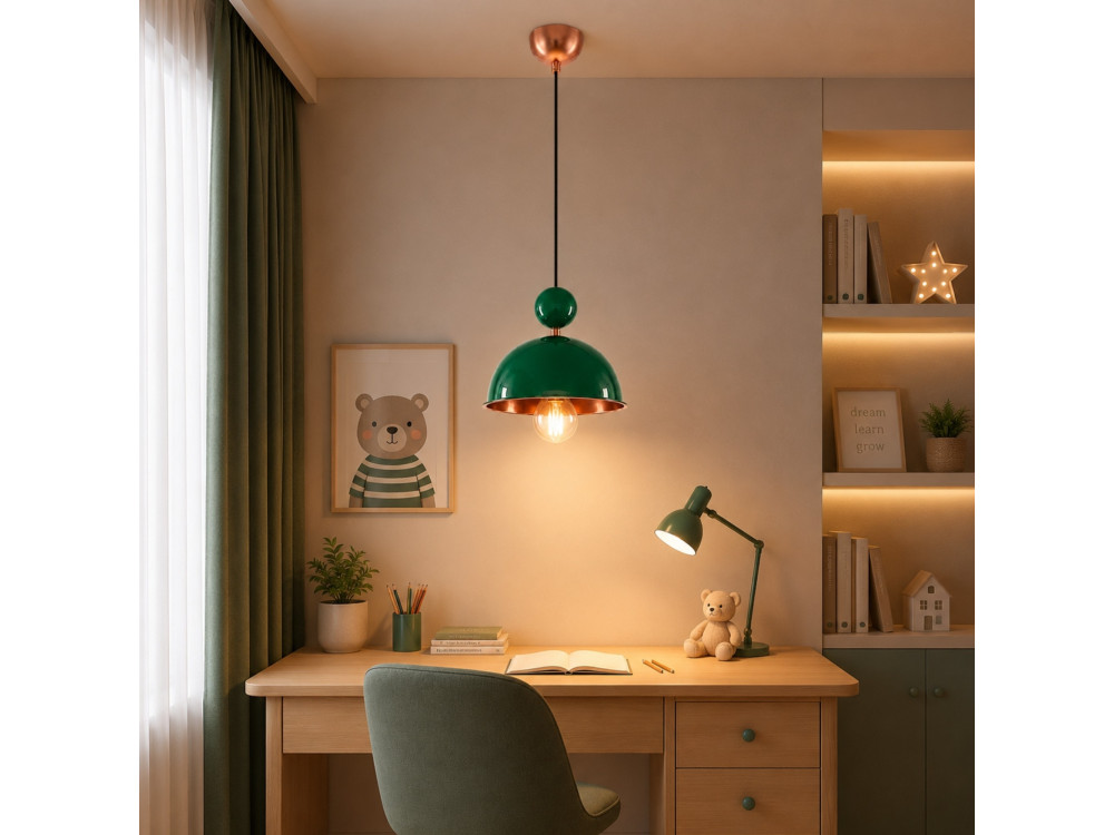 "Bubble" Metal Pendant Light - 21 x 21 cm - Light Green