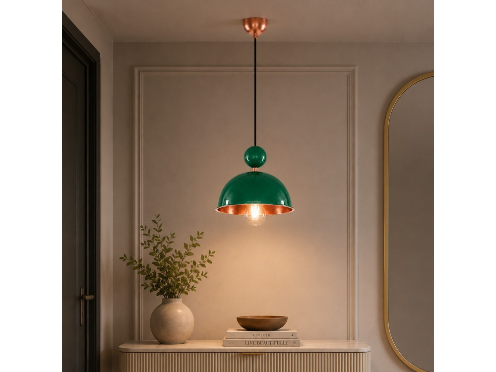 "Bubble" Metal Pendant Light - 21 x 21 cm - Light Green