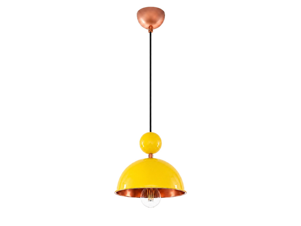 "Bubble" Metal Pendant Light - 21 x 21 cm - Yellow