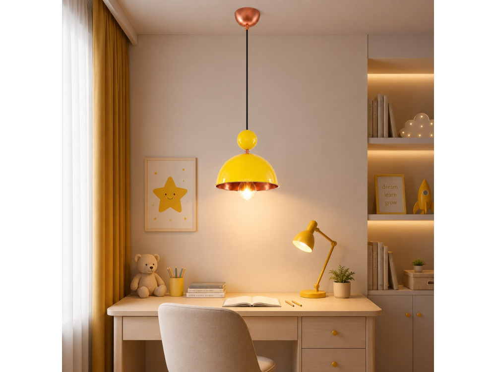 "Bubble" Metal Pendant Light - 21 x 21 cm - Yellow