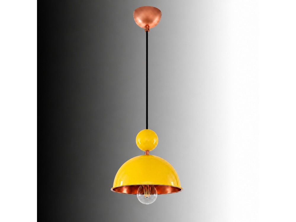 "Bubble" Metal Pendant Light - 21 x 21 cm - Yellow