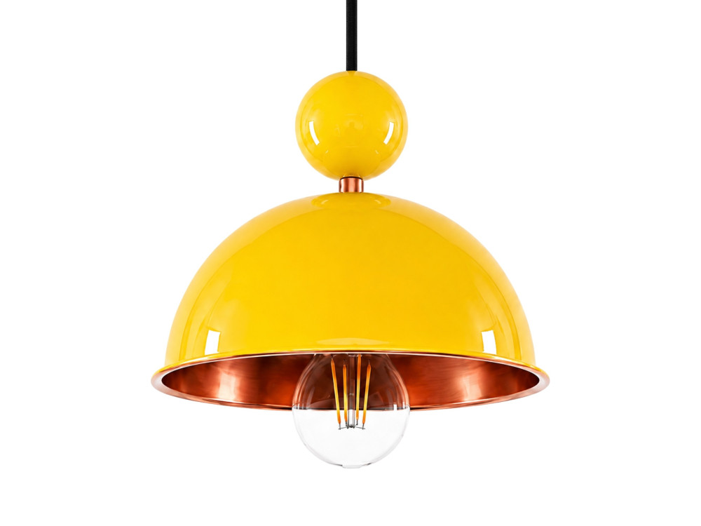 "Bubble" Metal Pendant Light - 21 x 21 cm - Yellow