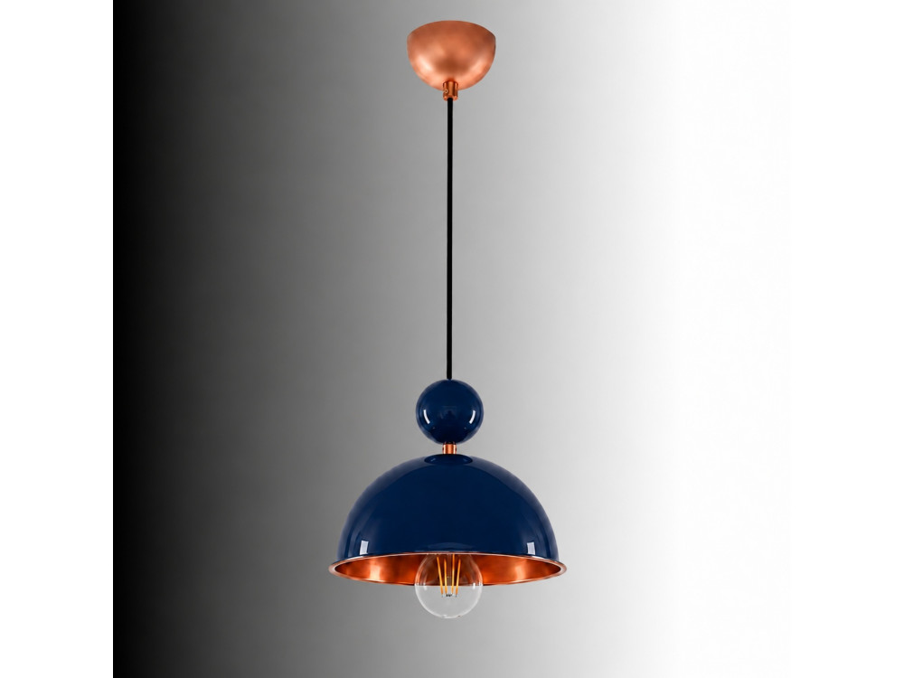 "Bubble" Metal Pendant Light - 21 x 21 cm - Navy Blue