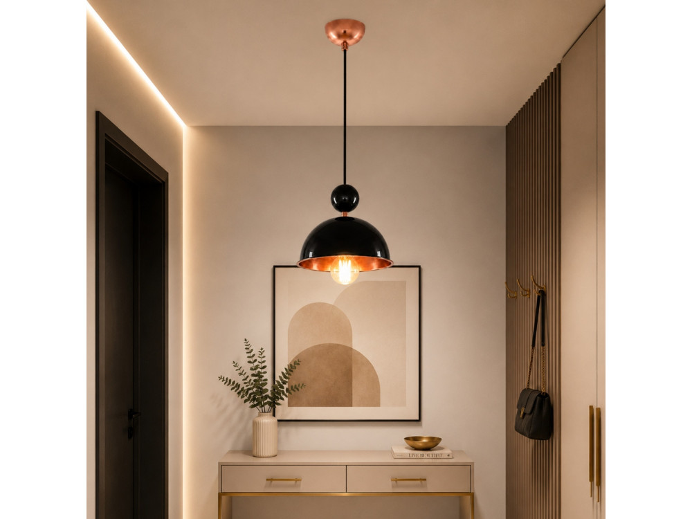 "Bubble" Metal Pendant Light - 21 x 21 cm - Black
