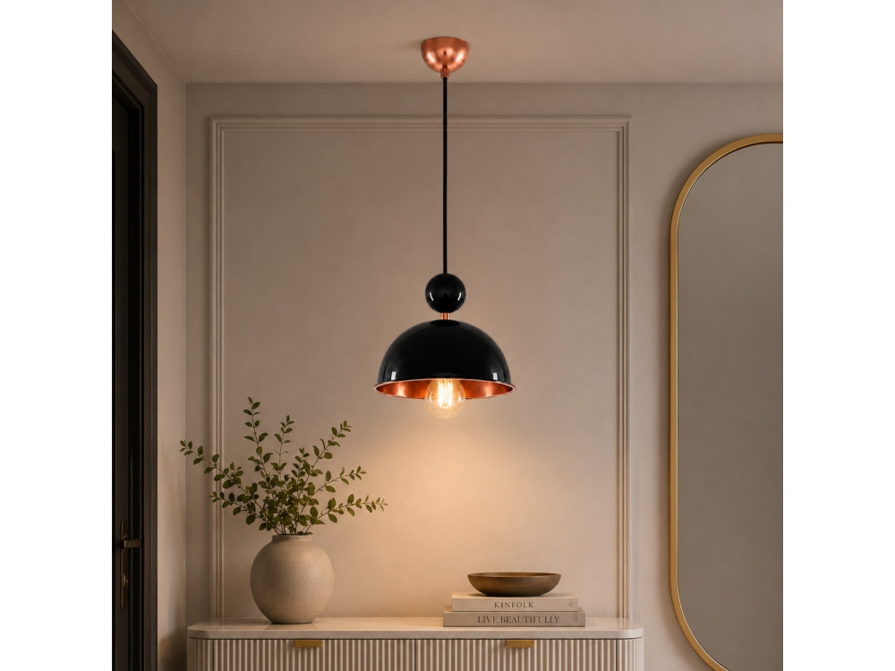 "Bubble" Metal Pendant Light - 21 x 21 cm - Black