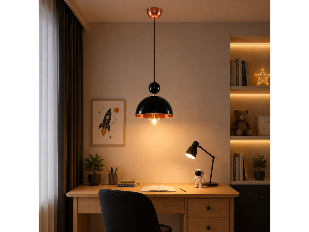"Bubble" Metal Pendant Light - 21 x 21 cm - Black