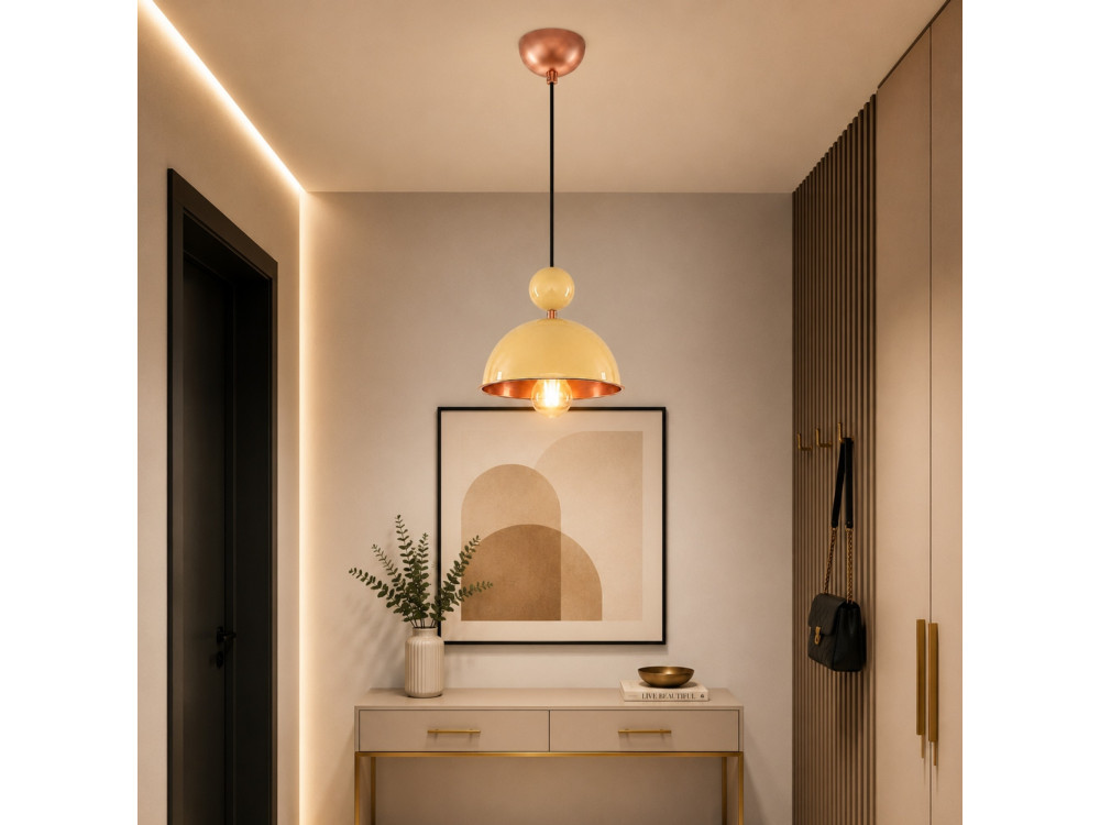 "Bubble" Metal Pendant Light - 21 x 21 cm - Yellow