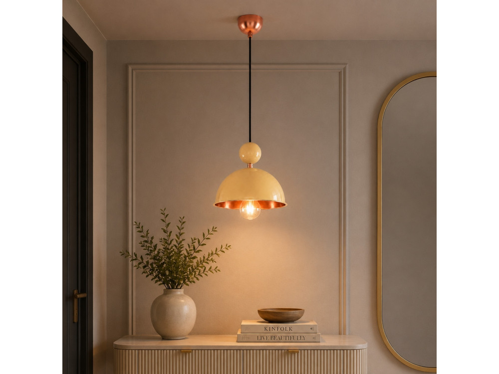 "Bubble" Metal Pendant Light - 21 x 21 cm - Yellow