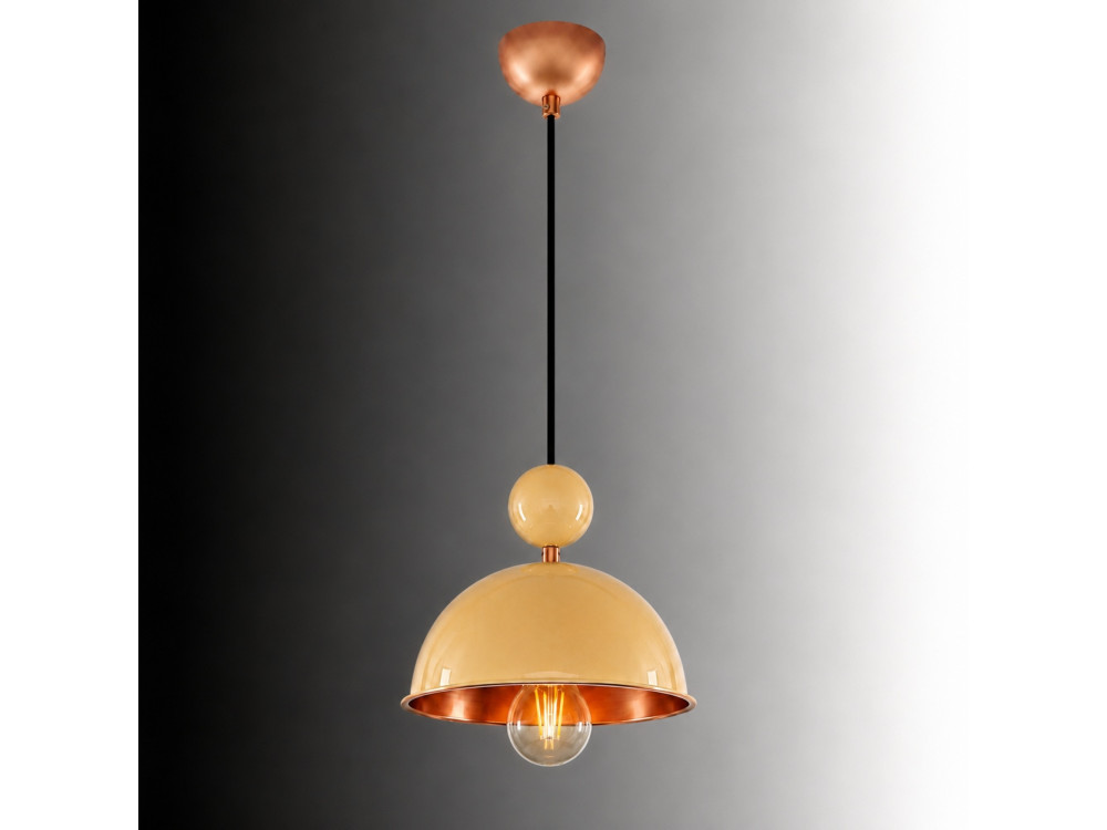 "Bubble" Metal Pendant Light - 21 x 21 cm - Yellow