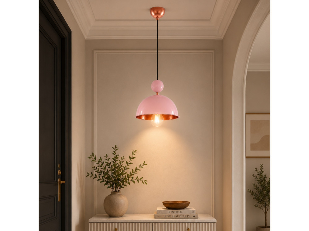 "Bubble" Metal Pendant Light - 21 x 21 cm - Pink