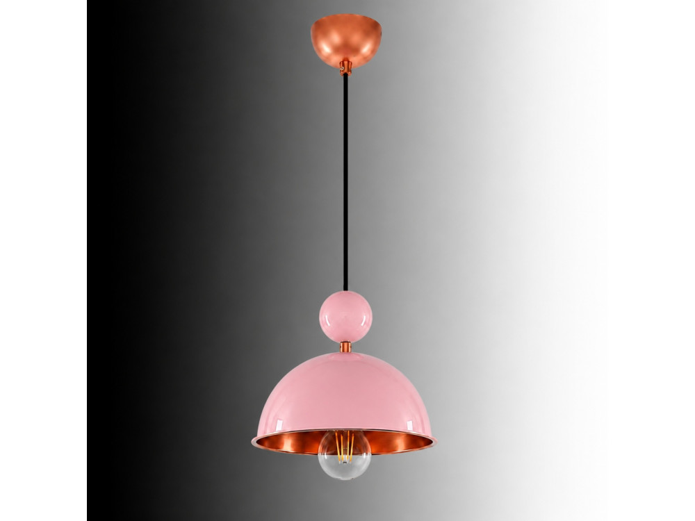 "Bubble" Metal Pendant Light - 21 x 21 cm - Pink