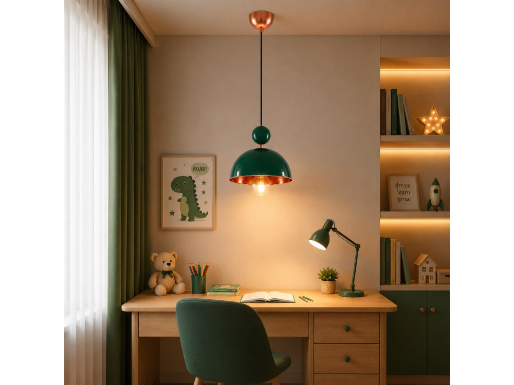 "Bubble" Metal Pendant Light - 21 x 21 cm - Dark Green