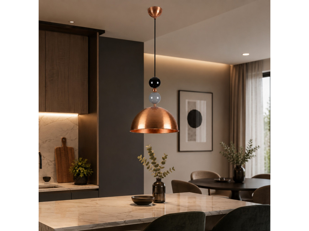 "Bubble" Metal Pendant Light - 31 x 31 cm - Copper