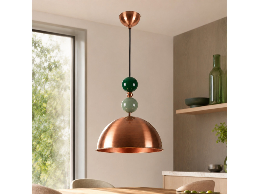 "Bubble" Metal Pendant Light - 31 x 31 cm - Copper