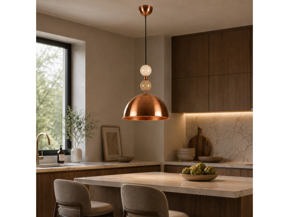 "Bubble" Metal Pendant Light - 31 x 31 cm - Copper