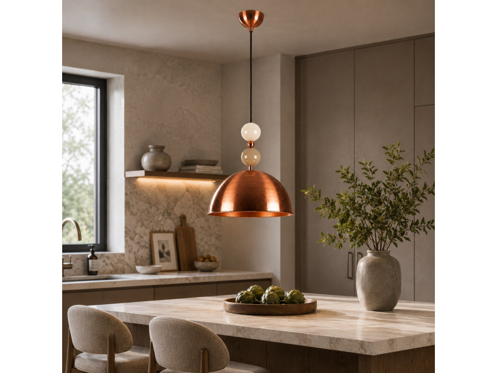 "Bubble" Metal Pendant Light - 31 x 31 cm - Copper