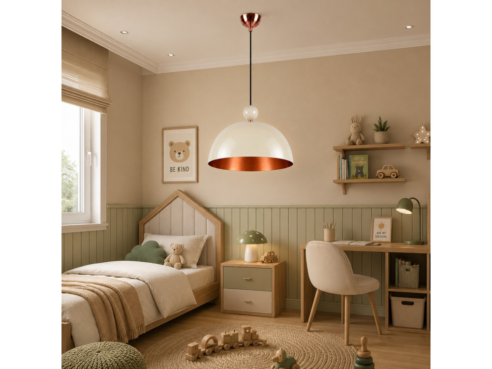 "Bubble" Metal Pendant Light - 40 x 40 cm - Beige