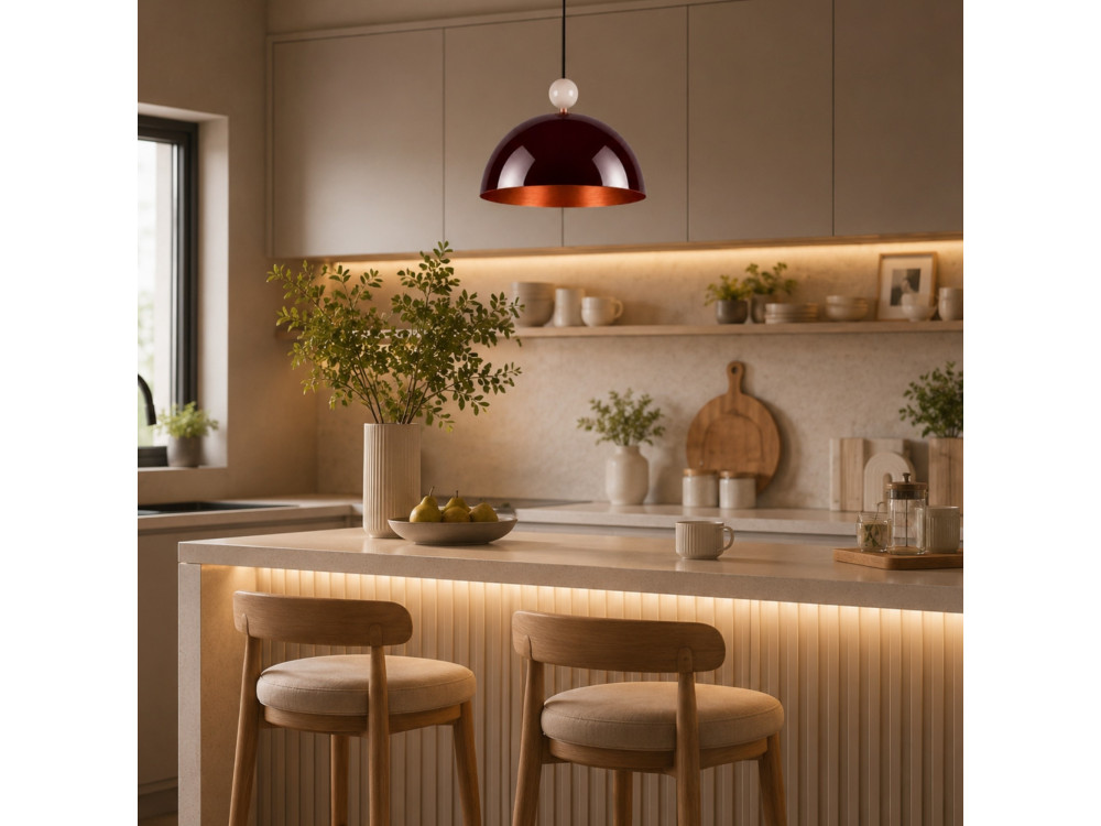 "Bubble" Metal Pendant Light - 40 x 40 cm - Bordeaux