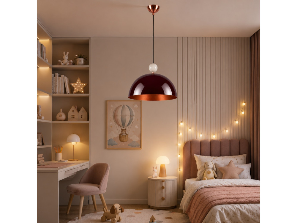 "Bubble" Metal Pendant Light - 40 x 40 cm - Bordeaux