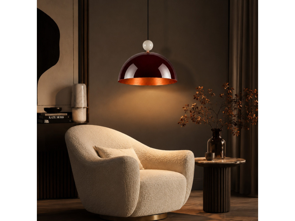 "Bubble" Metal Pendant Light - 40 x 40 cm - Bordeaux