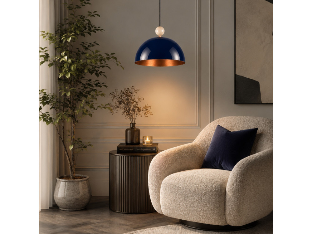 "Bubble" Metal Pendant Light - 40 x 40 cm - Navy Blue