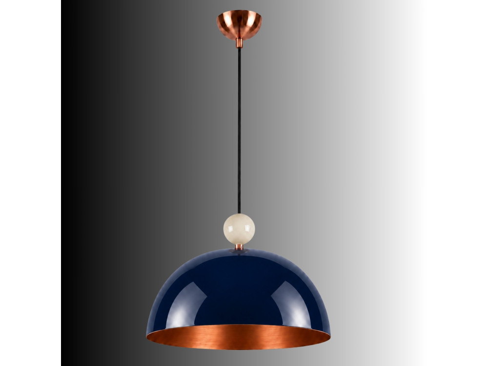 "Bubble" Metal Pendant Light - 40 x 40 cm - Navy Blue